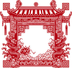 Red Chinese pattern frame