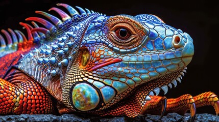 Fototapeta premium close up of a colorful iguana