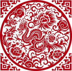 Red Chinese pattern frame