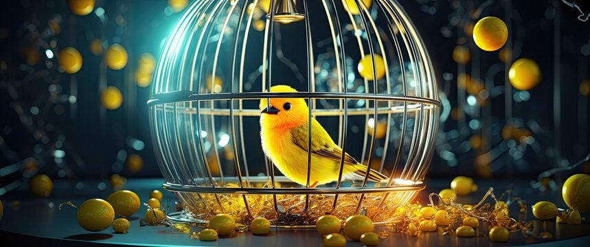 The image captures the serene beauty of a canary bird as it perches delicately.