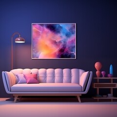 modern living room with sofa by night , night colors