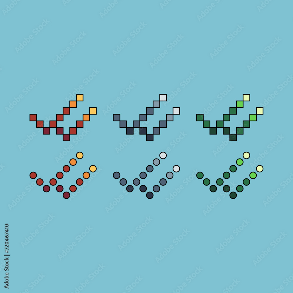 Fototapete pixel art stroke sets icon of checklist variation color. checklist icon on pixelated style. 8bits pe