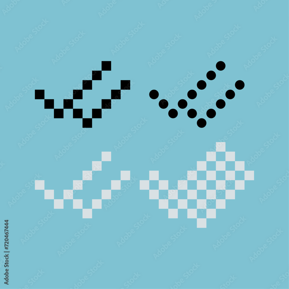 Poster pixel art outline sets icon of double checklist variation color. check icon on pixelated style. 8bit