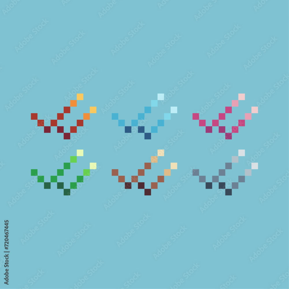 Poster pixel art sets icon of double checklist variation color. checklist icon on pixelated style. 8bits pe