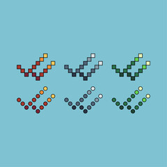 Pixel art stroke sets icon of checklist variation color. checklist icon on pixelated style. 8bits perfect for game asset or design asset element for your game design. Simple pixel art icon asset.