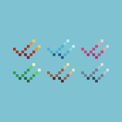 Pixel art sets icon of double checklist variation color. checklist icon on pixelated style. 8bits perfect for game asset or design asset element for your game design. Simple pixel art icon asset.