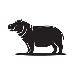 Whispers of the Watering Hole: Silhouettes of Hippos Captured in Moments of Quenching Their Thirst - Hippopotamus Silhouette - Animal Vector - Hippo Illustration
