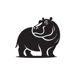 Regal Hippo Prowess: Silhouettes Depicting the Majestic and Powerful Stature of Hippopotamuses - Animal Vector - Hippo Illustration - Hippopotamus Silhouette
