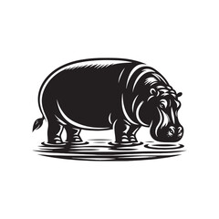 Majestic River Guardians: A Stunning Collection of Hippopotamus Silhouettes in Various Poses - Hippopotamus Illustration - Hippo Vector - Hippo Silhouette - Animal Vector
