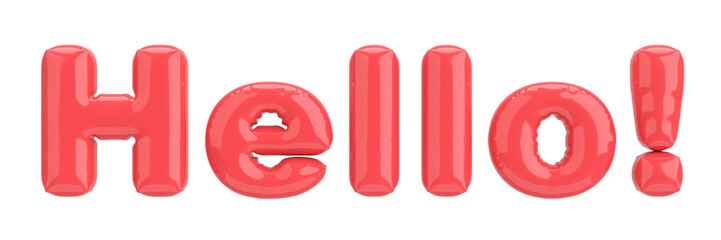 Hello Text. 3D Balloon Text. 3D illustration.