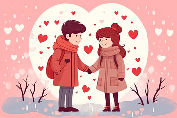 Man and Woman Holding Hands in Front of Heart
