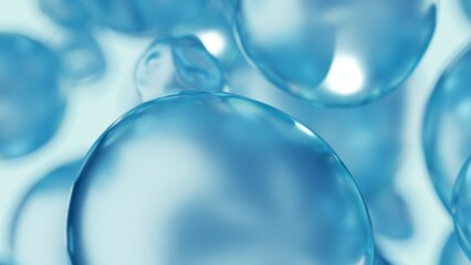 Blue Cosmetic Beauty Care Essential Oil Bubbles Macro Close-Up