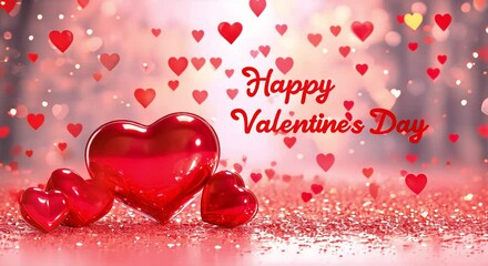 "Happy Valentine's Day" background (mp4) with hearts made with Ai generative technology
