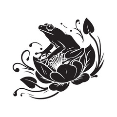 Frogs of Fantasy: Whimsical Frog Silhouettes Invoking Imagination and Creativity in the World of Amphibians - Frog Illustration - Frog Vector - Amphibian Silhouette - Toad Vector
