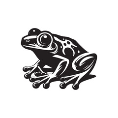 Ribbit Rhythms: Frog Silhouette Set Illustrating the Unique Cadence of Frogs' Vocalizations in Nature's Symphony - Frog Illustration - Frog Vector - Amphibian Silhouette - Toad Vector
