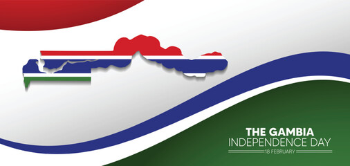 The Gambia flag map Independence Day vector poster
