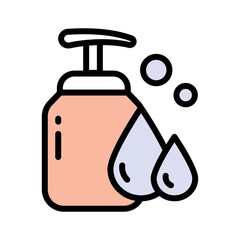 Body lotion color icon. Cosmetic bottle vector illustration isolated on white. Dispenser soap icon. Skin care simple style design, designed for web and app. Dispenser sign for web design isolated on