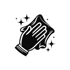 Hand holding a cloth wiping a surface icon