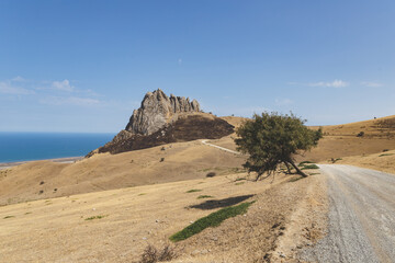 The sacred mountain Beshbarmaq (Five Finger Mountains) beautiful rocks and hills in the north of Azerbaijan near Guba and Baku