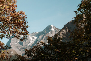 swiss alps landscape with snow