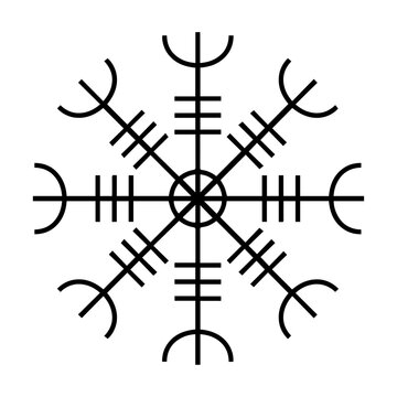 Egishjalmur, Helm of awe (helm of terror), Icelandic magical staves, isolated on white. Vector illustration