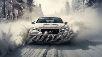 Thrilling Winter Drive: Maneuver Snowy Roads in a Powerful Vehicle!, generative AI