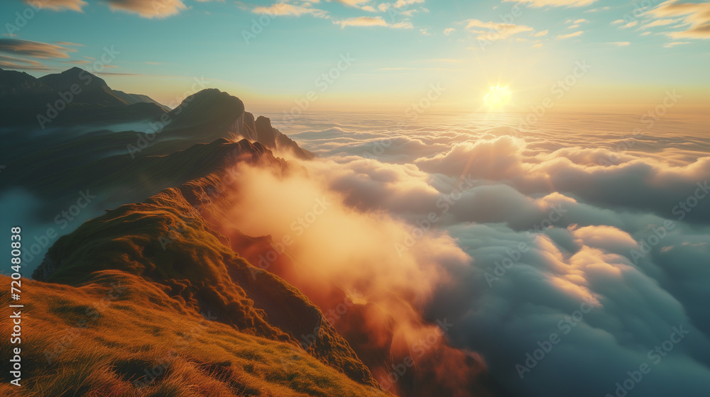 Wall mural sea ​​of ​​clouds seen from the top of the mountain