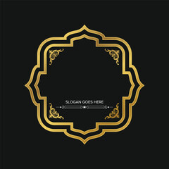 golden Islamic frames. Luxury gold islamic label