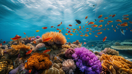 Colorful coral reef under the sea