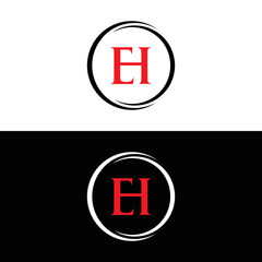 Obraz premium EH logo. E H design. White EH letter. EH, E H letter logo design. Initial letter EH linked circle uppercase monogram logo. E H letter logo vector design. top logo, Most Recent, Featured,