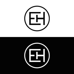 Fototapeta premium EH logo. E H design. White EH letter. EH, E H letter logo design. Initial letter EH linked circle uppercase monogram logo. E H letter logo vector design. top logo, Most Recent, Featured,