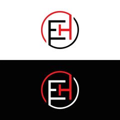 Obraz premium EH logo. E H design. White EH letter. EH, E H letter logo design. Initial letter EH linked circle uppercase monogram logo. E H letter logo vector design. top logo, Most Recent, Featured,