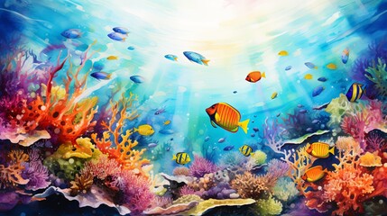 Fototapeta na wymiar Spectacular Underwater Biodiversity in a Colorful Coral Garden