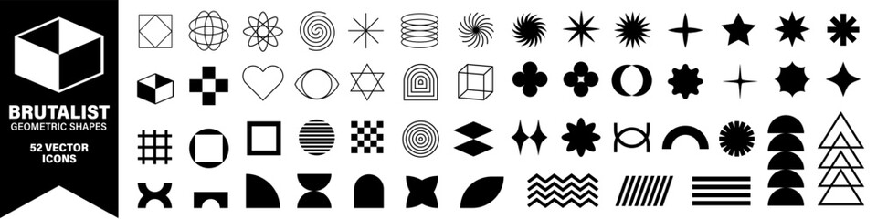 Brutalist shapes. Brutalist geometric shapes. Naive playful shapes set.