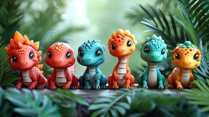 Tableaux ronds sur aluminium Dinosaures colorful cute dinosaur print illustration