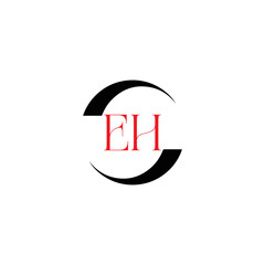 Obraz premium EH logo. E H design. White EH letter. EH, E H letter logo design. Initial letter EH linked circle uppercase monogram logo. E H letter logo vector design. top logo, Most Recent, Featured,