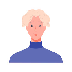 Portrait of a man, front view. Modern flat Illustration on transparent background