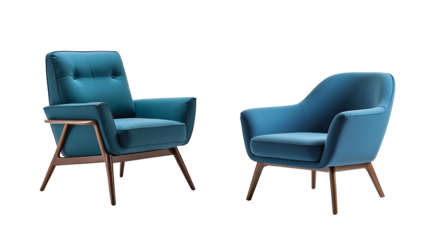 collection Set of different blue nova armchair isolated on a transparent background.