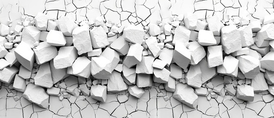 Abstract White Cracked Cubes