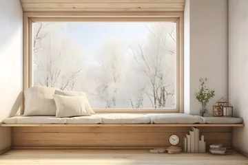 Foto op Aluminium A Scandinavian room with custom built in wooden bench seat  © sugastocks