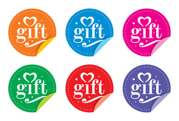 gift word with colorful stickers