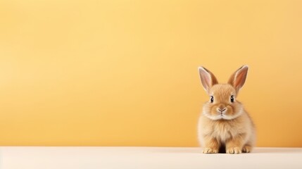 Obraz premium cute animal pet rabbit or bunny brown color smiling and laughing isolated with copy space for easter background, rabbit, animal, pet, cute, fur, ear, mammal, background, celebration, generate by AI