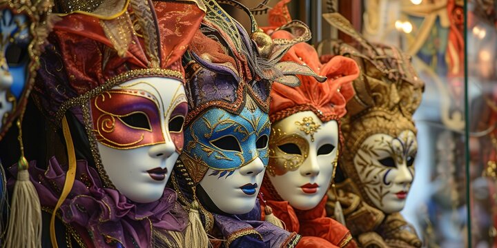 Venice carnival masks for sale, Venice, Italy.