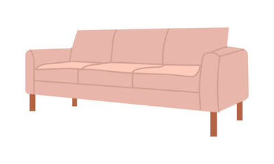  Pink Sofa in cartoon style flat design vector illustration , living furniture , doodle style on white background for different interior design uses.