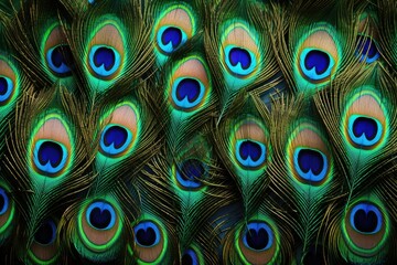 Obraz premium Peacock feather background, Abstract peacock feather, Ai generated
