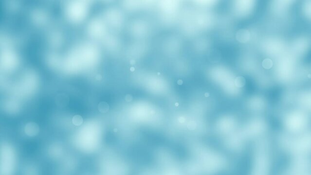 light blue bokeh light animation for abstract water or sky background concept, copy space for product display or text, travel, beach vacation or spa backdrop