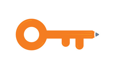 golden key and pencil concept. real estate and pencil symbol