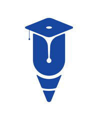 graduation cap and heart concept. education, academy, university logo design