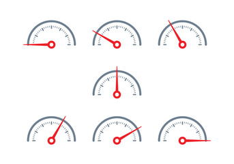gray and red indicator set. semicircular dial set