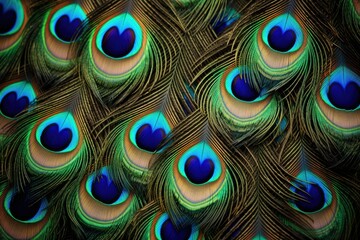 Obraz premium Peacock feather background, Abstract peacock feather, Ai generated
